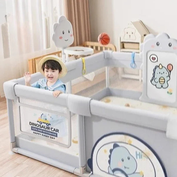 Parc de jeux sécurisé pour enfants avec barrière de sécurité et tapis