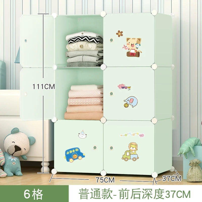 Kids Plastic Closet Storage Clothes Organizer Shelf Modern Minimalist Bedroom Baby Wardrobe Cheap Small Muebles Home Furniture