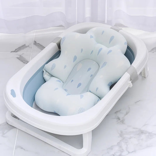 Universal Baby Bath Seat Pad Newborn Floating Recliner for Tub 2-in-1 Sit Lie Support Mat for Baby Breathable Mesh Wash Cradle