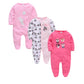 Kavkas 3 Pcs/lot Baby Boy Rompers 0-12M 100% Cotton Newborn Long Sleeve Clothes Cartoon Print Girls Items