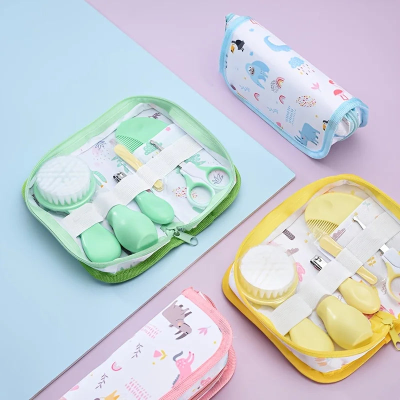 6pcs/set Health Care Kit with Bag- Portable Travel Set: Bath Brush Comb, Nail Clipper, File, Scissors, Nasal Aspirator