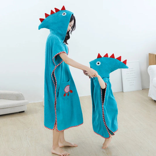 Kids Poncho Towels Hooded Bathrobe - Cotton Absorbent for Baby Shower, Height 80-170cm Boys Girls Children Cartoon Swim Bathing