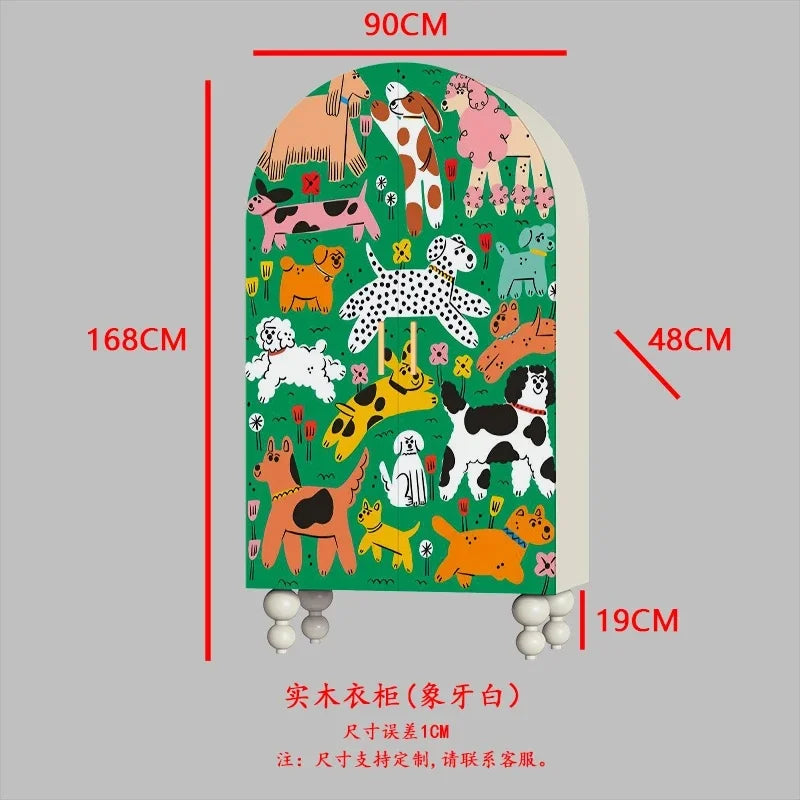 Medium Wooden Wardrobe Storage Portable Children Bedroom Closet Organizer Girls Teen Furniture Home