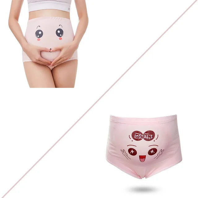 Cotton High Waist Maternity Briefs Adjustable Belly Panties Cartoon Printing Eye Clothes For Pregnant Women Pregnancy Intimates