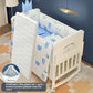 Luxury Solid Wood Baby Crib Multifunctional Convertible Bed with Bassinet Wheels Nest Bed  Wooden Convertible Baby Crib Movable