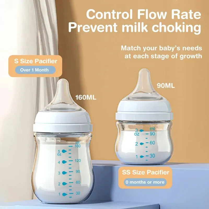 4PCS Newborn Glass Bottles 90/160ML Anti-Choke Baby Bottle Anti-flatulence Milk Feeding Bottles Infant BPA Free 0-6Month