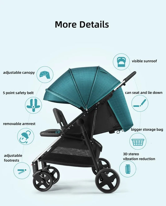 Top selling poussette double ,one key fold lightweight strollers with high quality,mutifunction twin stroller