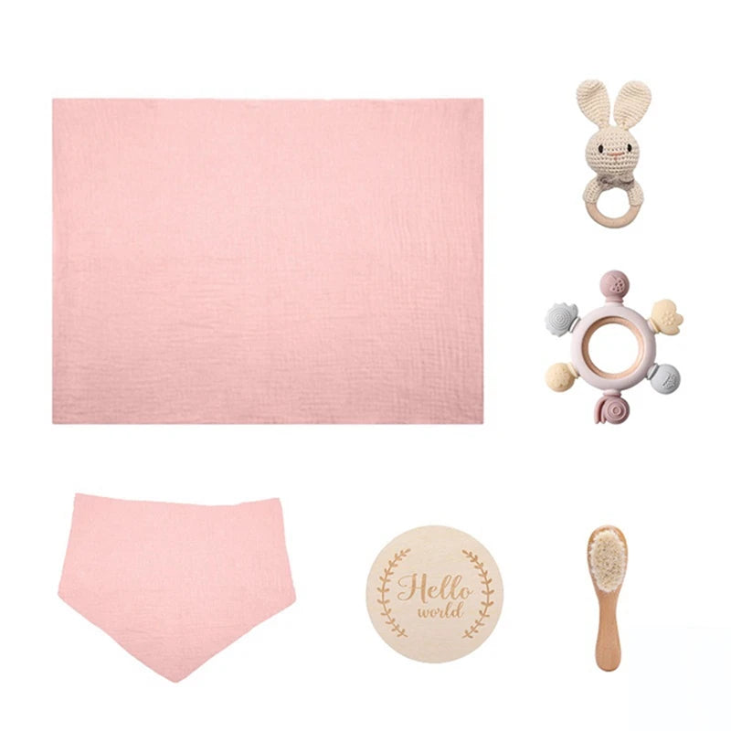 Baby Bath & Teether Gift Set – Silicone Toys, Rattle & Milestone Cards