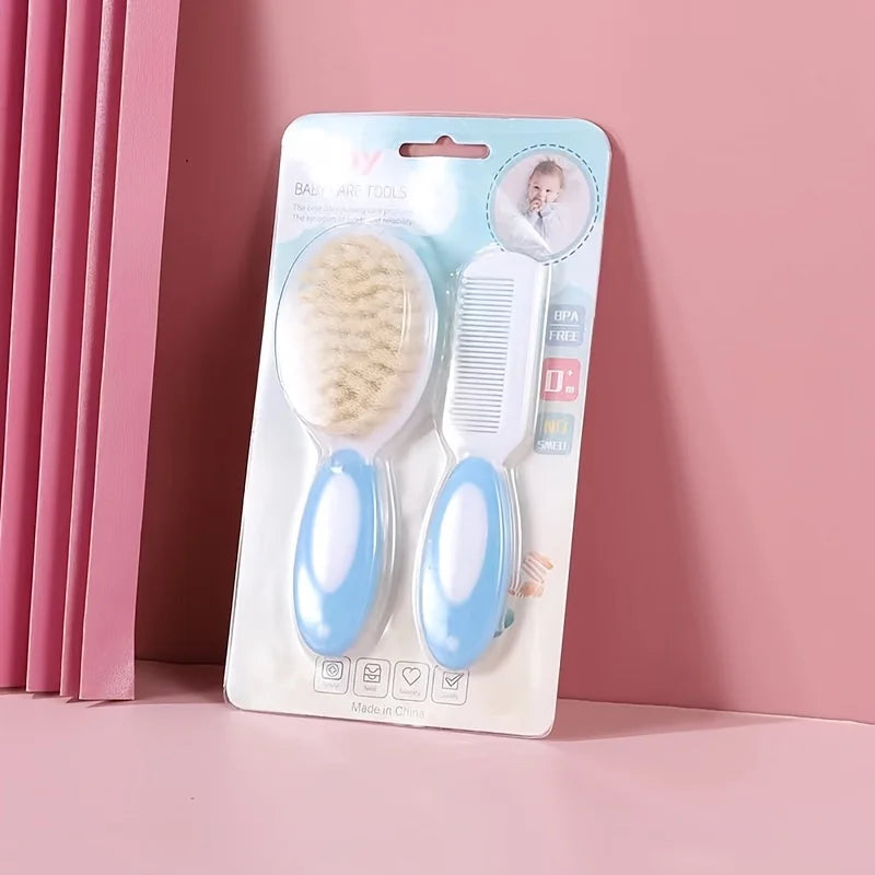 2pcs/Set Baby Hair Brush and Comb Set for Cradle Cap Treatment | Soft Bristle Baby Brush, Baby Comb, Massage Baby Care Set
