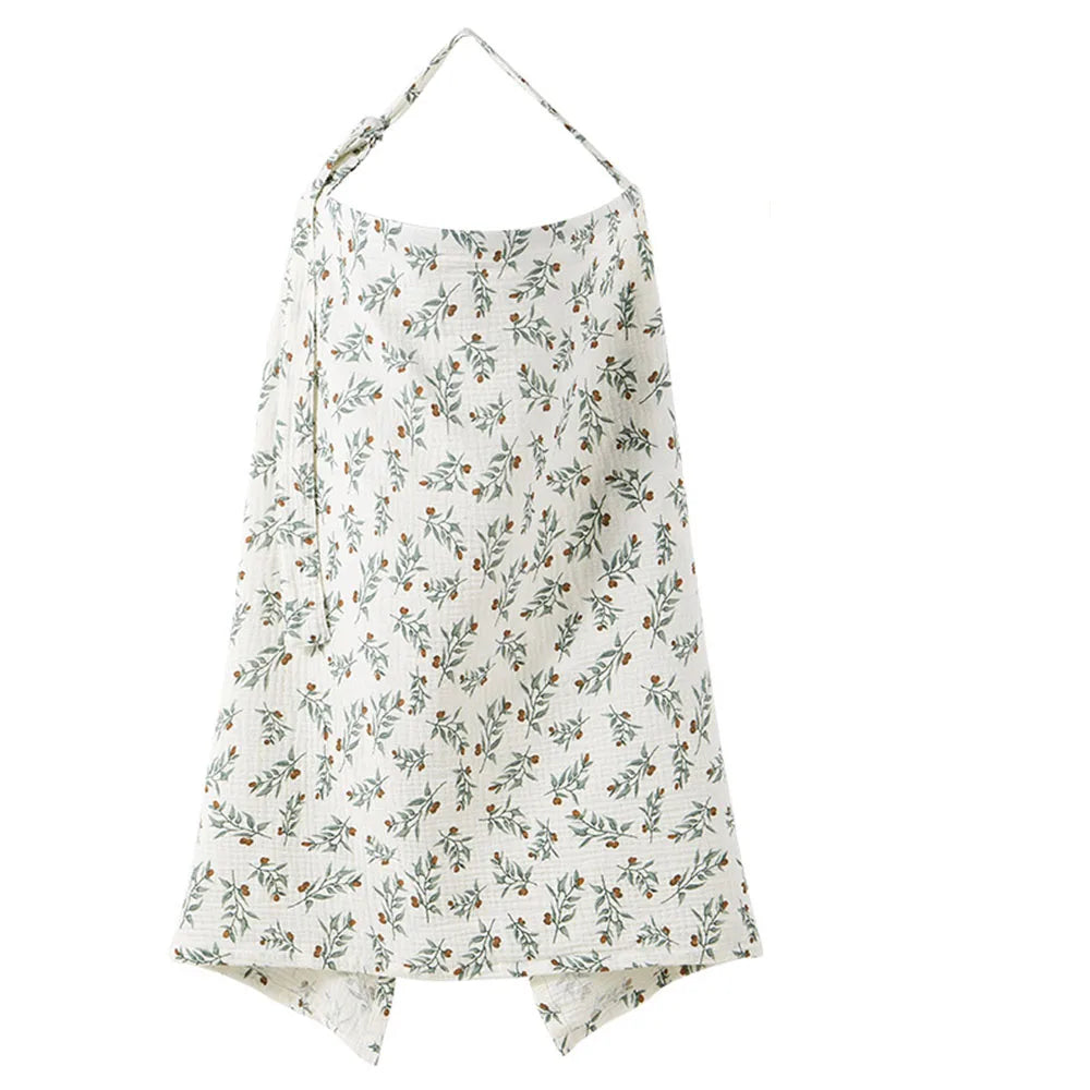 Muslin Nursing Covers for Breastfeeding, Privacy Breast Feeding Cover with Arch Neckline for Mom and Baby Nursing Apron