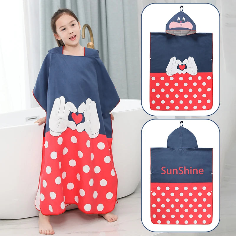 Kids Beach Poncho Towels Quick-Dry Absorbent for Baby Shower, Children's Hooded Bathrobe for Boys Girls Wearable Swim Bath Towel