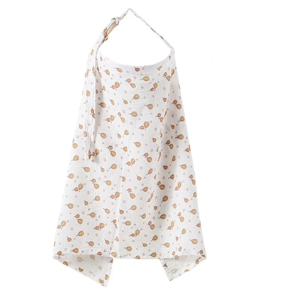 Muslin Nursing Covers for Breastfeeding, Privacy Breast Feeding Cover with Arch Neckline for Mom and Baby Nursing Apron
