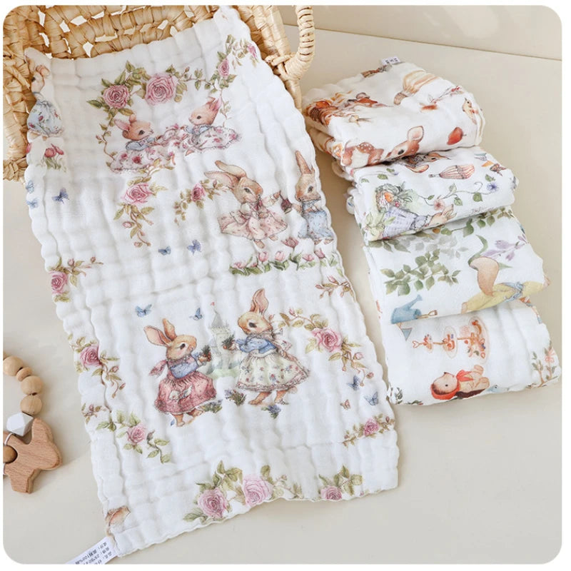 3pc/5pc Baby Towel Set Cotton 6 Layer Guaze Newborn Burp Cloths Baby Drool Face Towel Super Soft Muslin Squares Baby Care