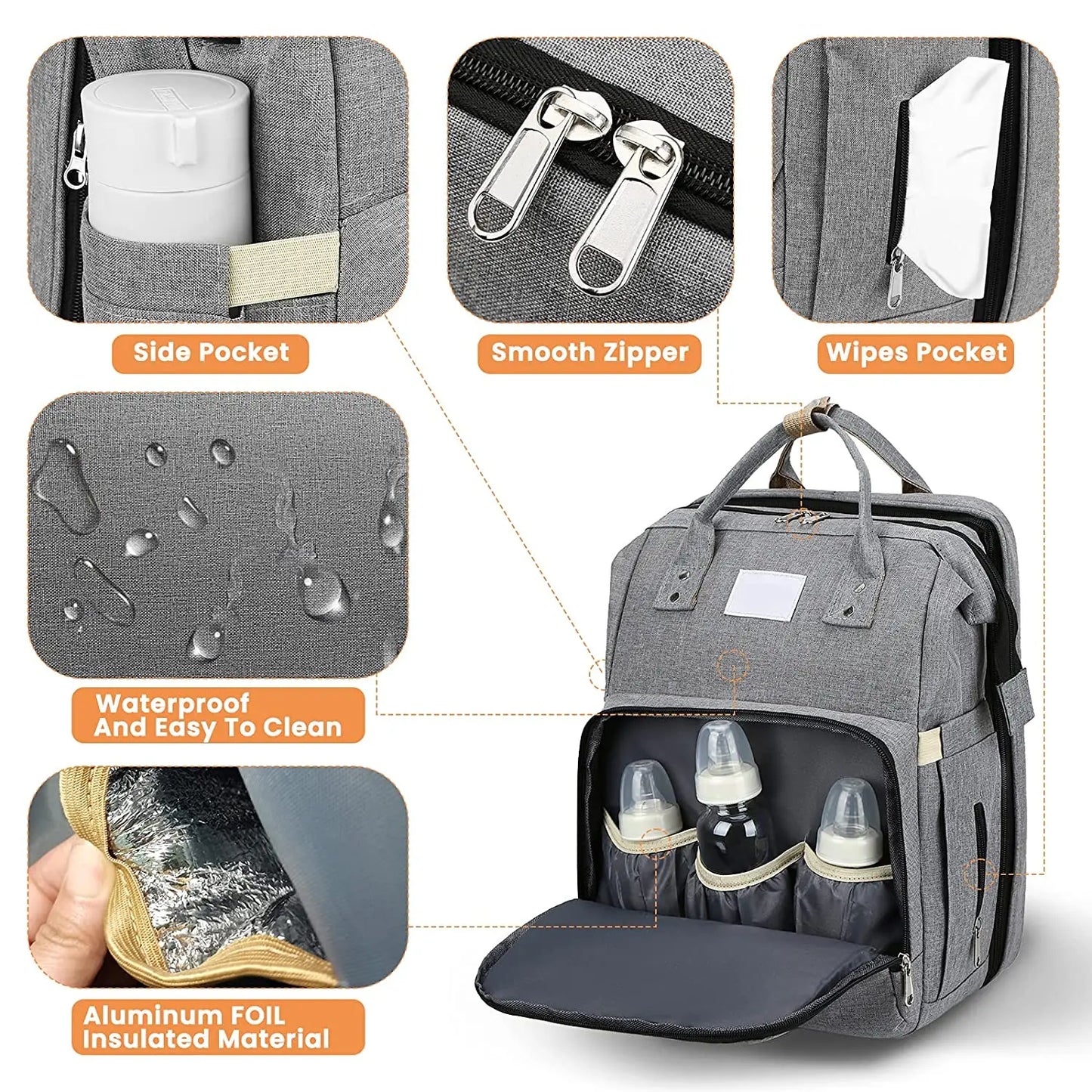 Fashion Mommy Bag with Foldable Baby Bed