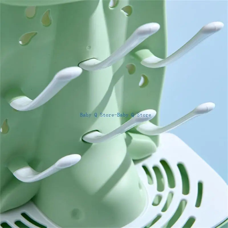 X5XE Baby Bottle Drying Rack with 6 Pegs Space Saving Countertop Organizers Vertical Bottle Drying Stand ABS for Baby Bottles
