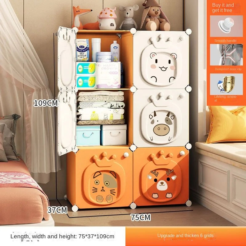Home Bedroom Furniture Folding Wardrobe Clothes Cabinets Simple Dressers Cube Storage Locker Baby Closet Plastic Collapsible