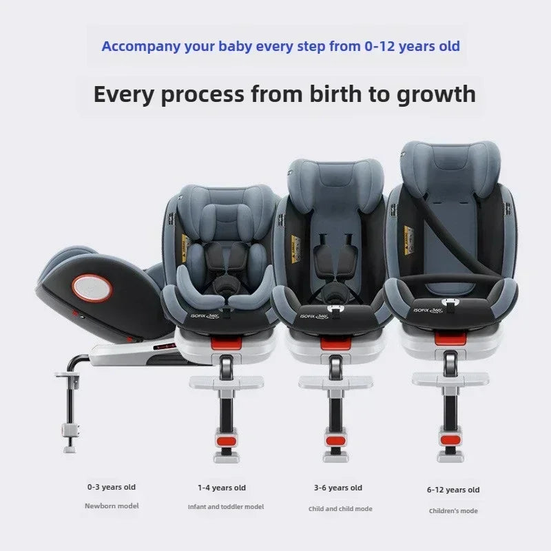 Baby Car Safety Seat 360° Rotatable Car Child Safety Seat Strengthened ISOFIX Hard Interface Child Safety Car Seat with Support