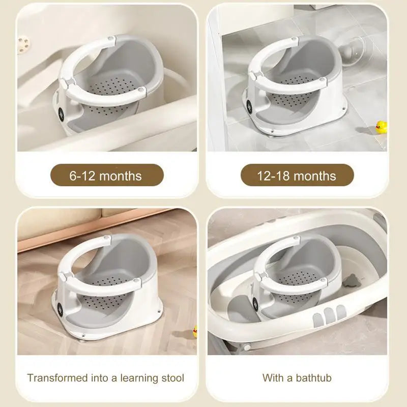 Baby Chair For Bath Anti-Slip Baby Sitting Chair For Bathing With Temperature Sensor Children Safety Shower Assistance Supplies