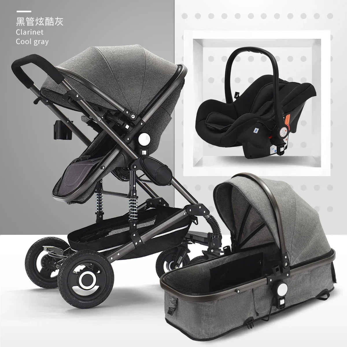 3 in 1 baby stroller Luxury High Landscape baby pram portable baby pushchair multifunctional Newborn Carriage double faced