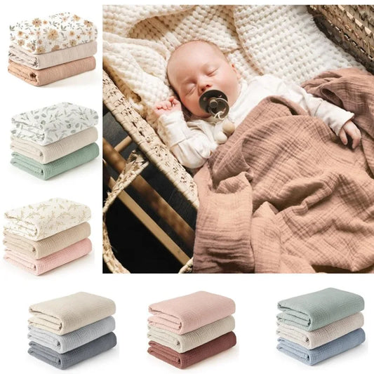 3pcs/set 6-Layer Muslin Swaddle Blanket for Baby Soft Cotton Gauze Receiving Blankets for Newborn Soft Wrap Set Toddler Boy Girl