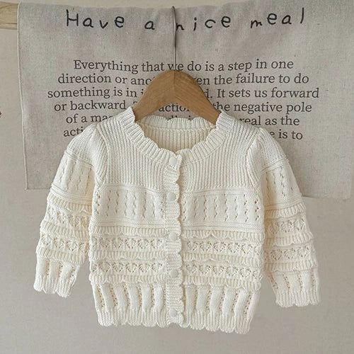 2025 New Autumn 0-3Yrs Clothing Infant Baby Girls Knitting Cardigan Long Sleeved Solid Color Newborn Baby Girls Sweater Coat