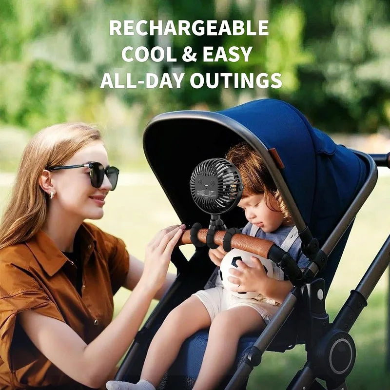 Baby Stroller Fan Rechargeable Battery Operated Portable USB Fan Mini Handheld Clip On Fan for Car Seat Crib Stroller Accessorie