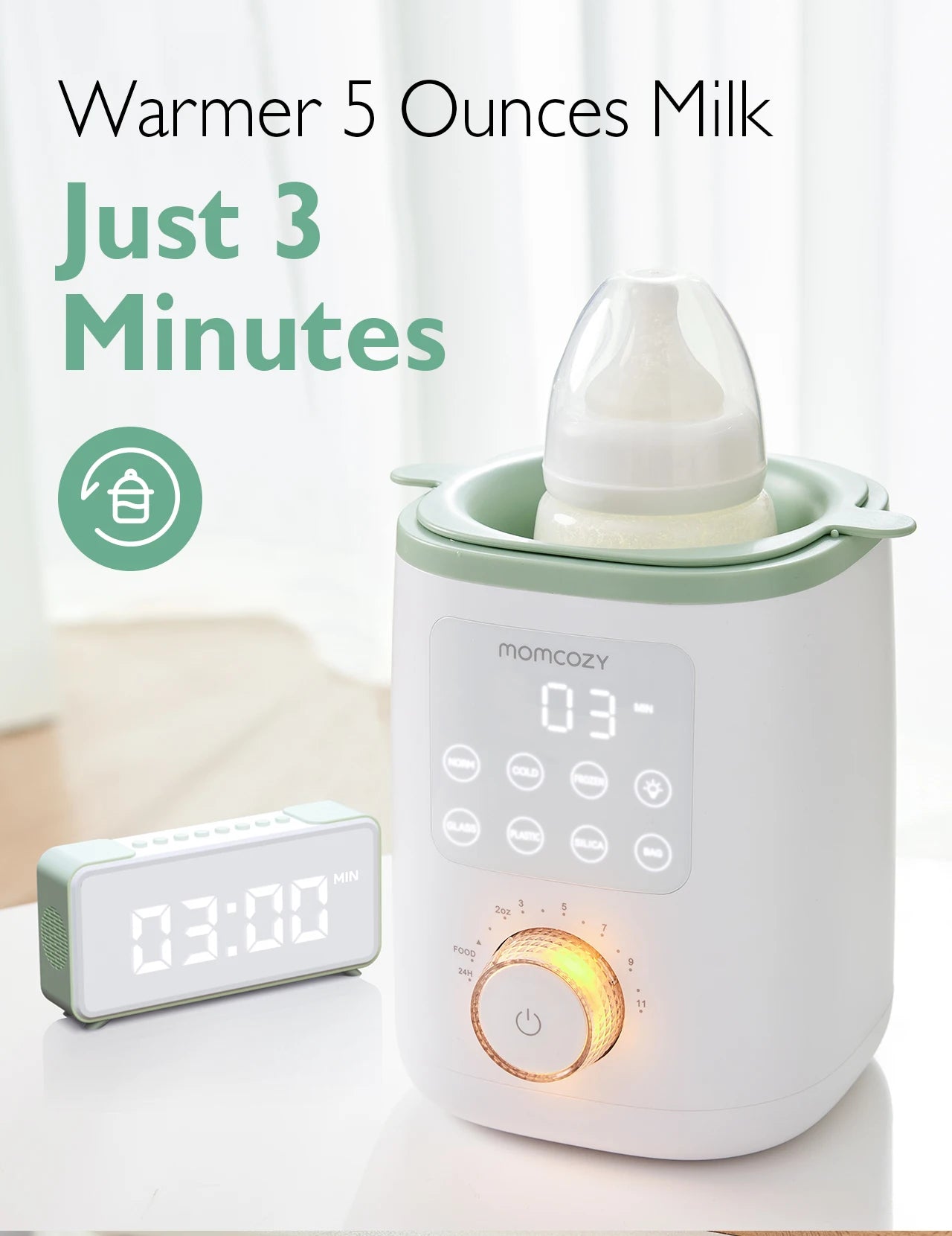 Momcozy 9 in 1 Bottle Warmer, with Night Light, Accurate Temperature Control