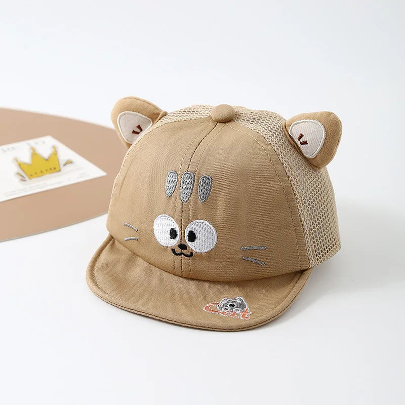 Summer Kids Mesh Baseball Cap Cute Cartoon Cat Hat