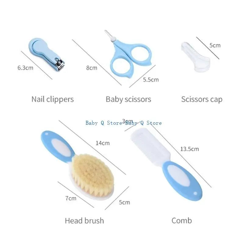 X5XE 5-in-1 Baby Head Comb Hair Bursh Care Set Newborns Multifunctional Nails Trimmer Toddlers Newborn Care Grooming