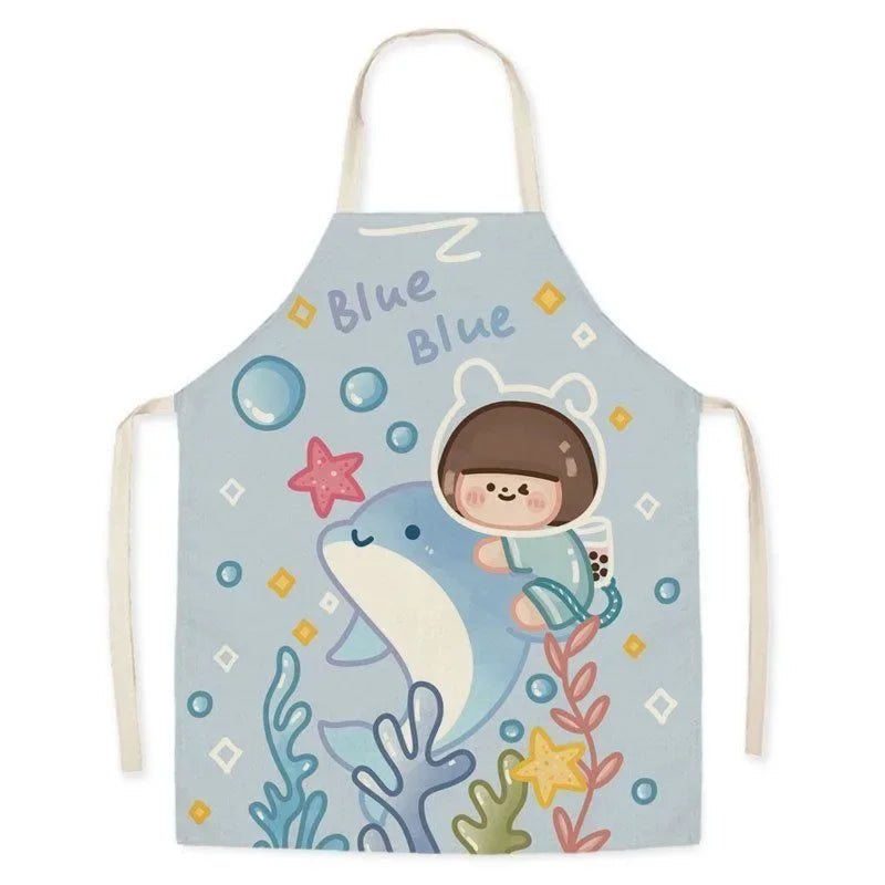 Cute little dinosaur bear rabbit pattern apron home linen children's cleaning apron kitchen cooking baking bib