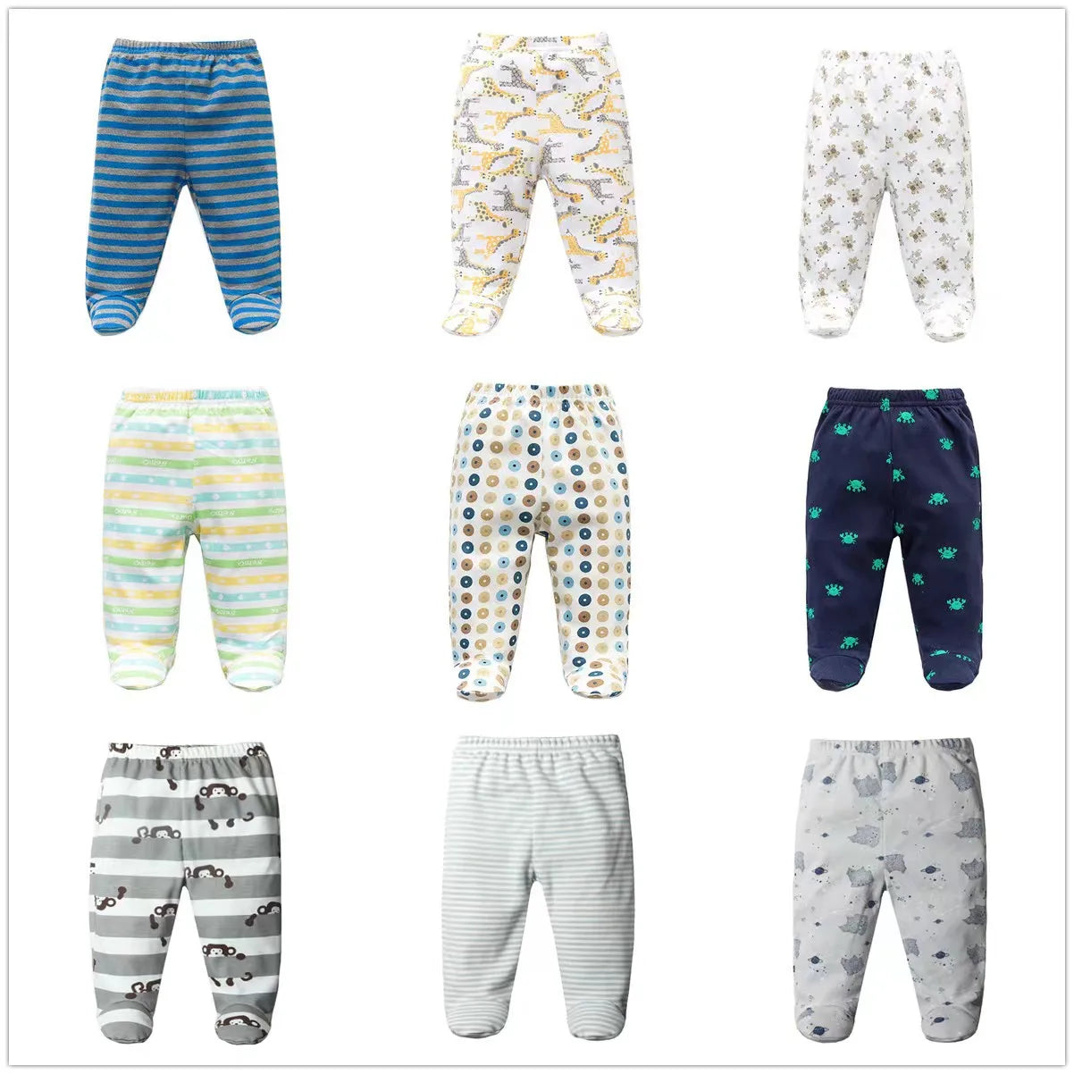 3Pcs/lot Infant Trousers Baby Boys Leggings Elastic Waist Cartoon Cotton Newborn Baby Girls Pants Spring Kids Clothing 0-12M