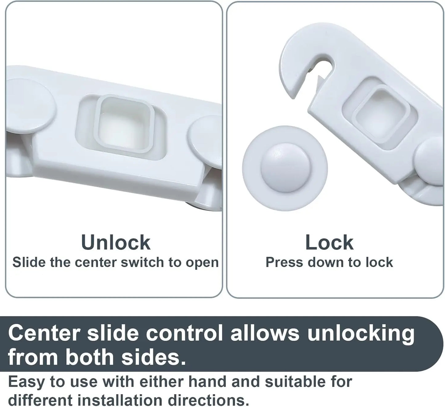 Child Proof Refrigerator Lock, Baby Safety Locks for Fridges, Cabinets, Drawers, Double Doors and More, Ergonomically Designed