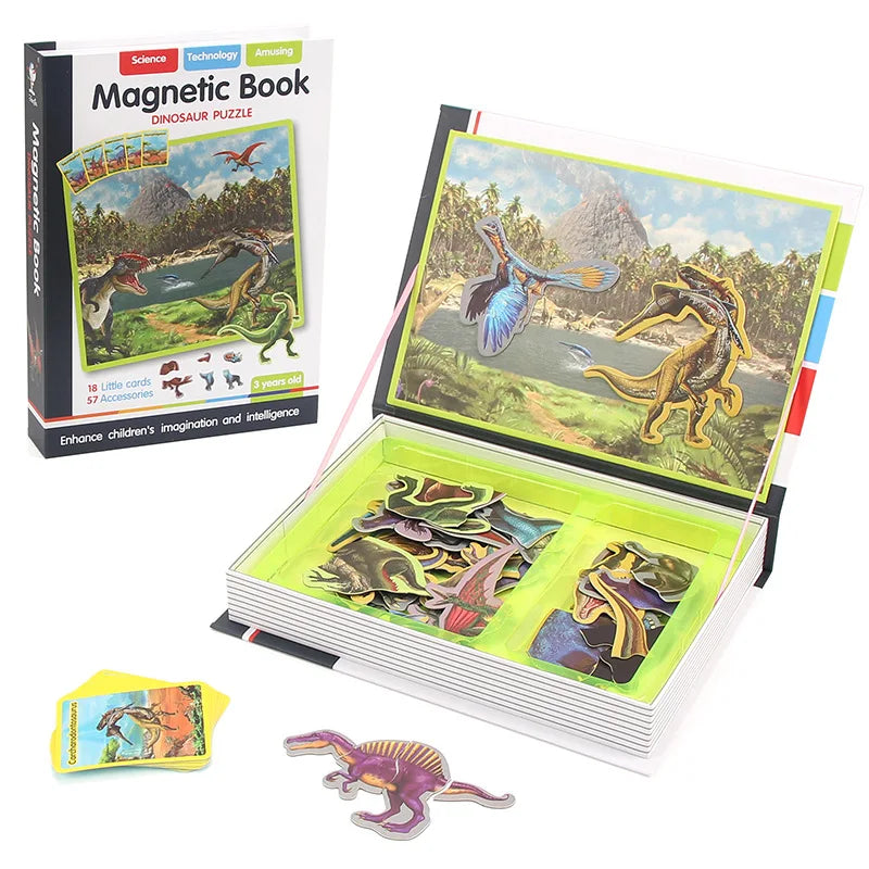 Funny Children's Intelligent Magnetic Book 3D Cartoon Puzzles Jigsaw Brain Training Game Educational Toys for Kids Gift Xmas Toy