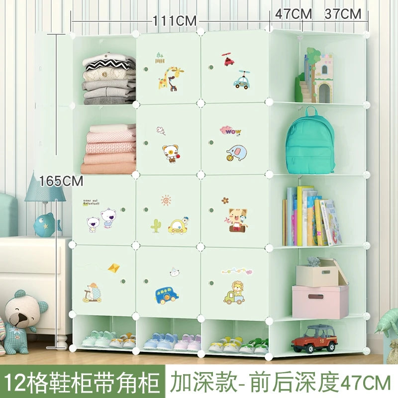 Kids Plastic Closet Storage Clothes Organizer Shelf Modern Minimalist Bedroom Baby Wardrobe Cheap Small Muebles Home Furniture