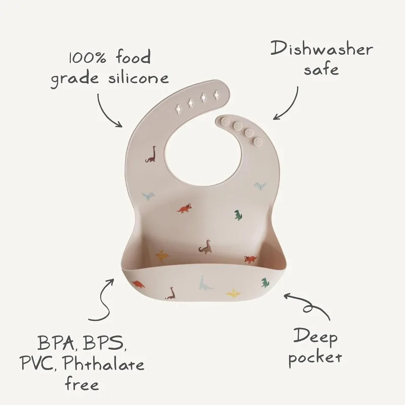 New Hot Adjustable Fit Waterproof Silicone Baby Bib with Crumb Catcher Pocket Easy To Clean and Comfortable To Wear