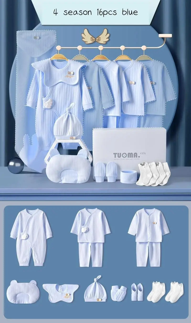 16/18/19/21/22pcs Newborn Clothes Set Angel Wing Baby Clothing Suit Pure Cotton 0-1Y Kids Unisex Infants Underwear Set No Box