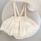 Autumn new baby clothing, 0-5 year old female baby, fashionable and versatile suspender lace skirt and pants three piece set