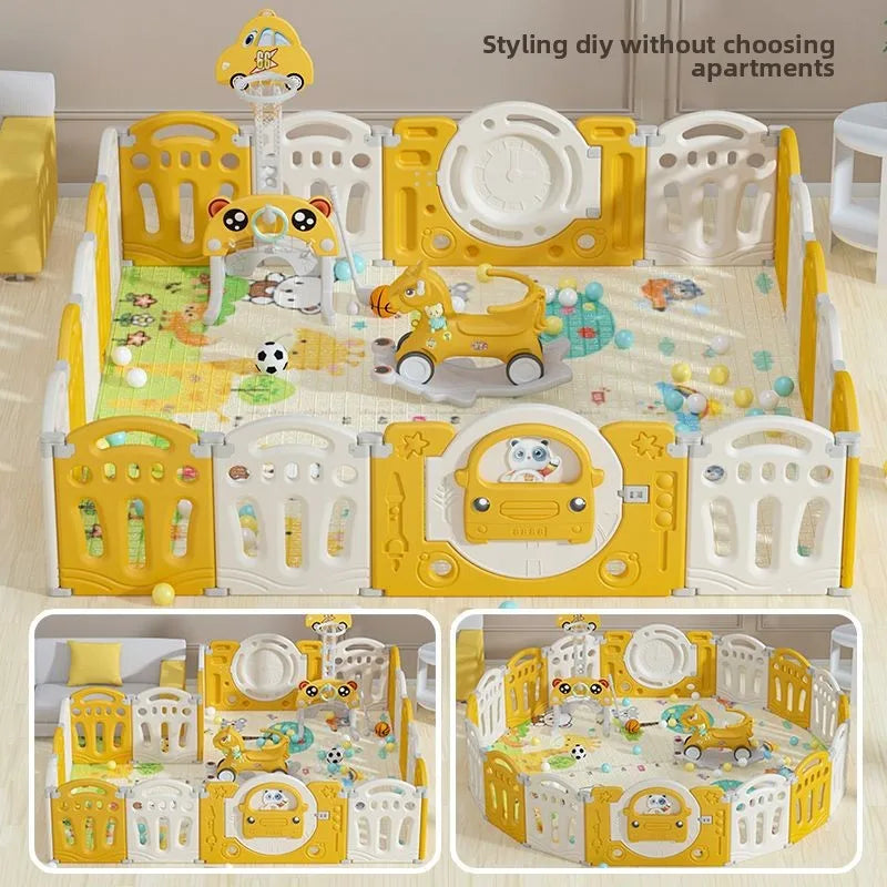 Parc pour bébé pliable avec tapis d'éveil – Sûr et prêt à l'emploi