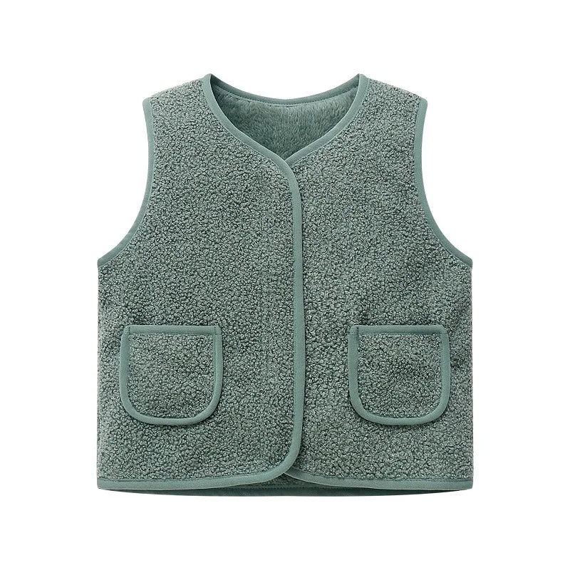 Autumn Winter Kid Vest Fur Baby Girl Boy Clothes Fleece Vests Zipper Coat Jacket Sleeveless Children Snow Outfits Waistcoat Warm