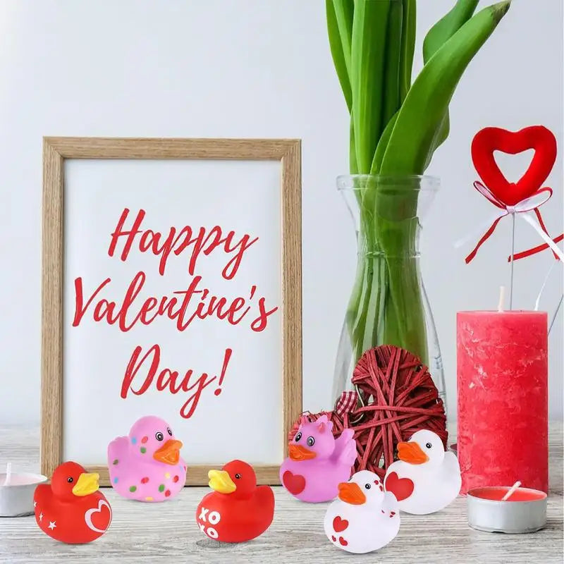 Creative bath Duck for Kids Shower 24pcs Rubber Duck Decorations for Car Dashboard Accessories Valentine's Day festival parties