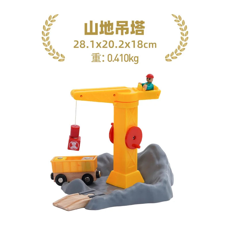 Wooden Train Track Racing Railway Street Sign Toys Bridge Tunnel Track Accessories Wood Tracks Creative Toys For Children Gift