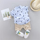 2PCS Baby Set Hot Summer All Over Crown Random Print Pattern Standing Neck Short Sleeve Shorts Set
