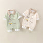Unisex Baby Polo Collar Romper for Spring & Autumn Boys & Girls Cute Bear Head & Letter Jumpsuit Halloween Long-Sleeve Bodysuit