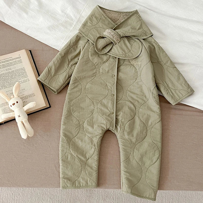 Winter Infant Baby Girls Long Sleeve Sweet Printing Thicken Cotton Jumpsuit Newborn Kids Baby Girls Clothes Rompers