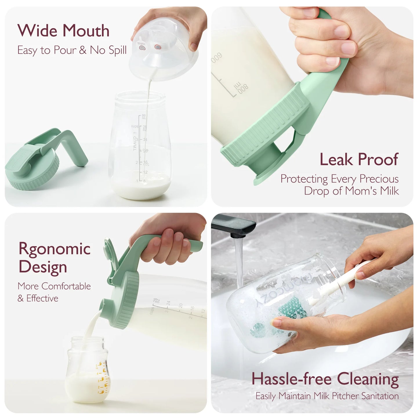 Momcozy Breastmilk Pitcher – Leak-Proof Glass Storage, Temp-Resistant, Fast Formula Prep