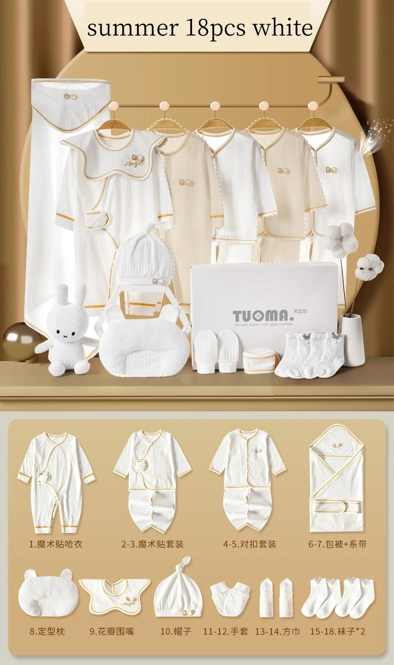 16/18/19/21/22pcs Newborn Clothes Set Angel Wing Baby Clothing Suit Pure Cotton 0-1Y Kids Unisex Infants Underwear Set No Box