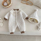 Cozy Floral Baby Romper with Detachable Hood
