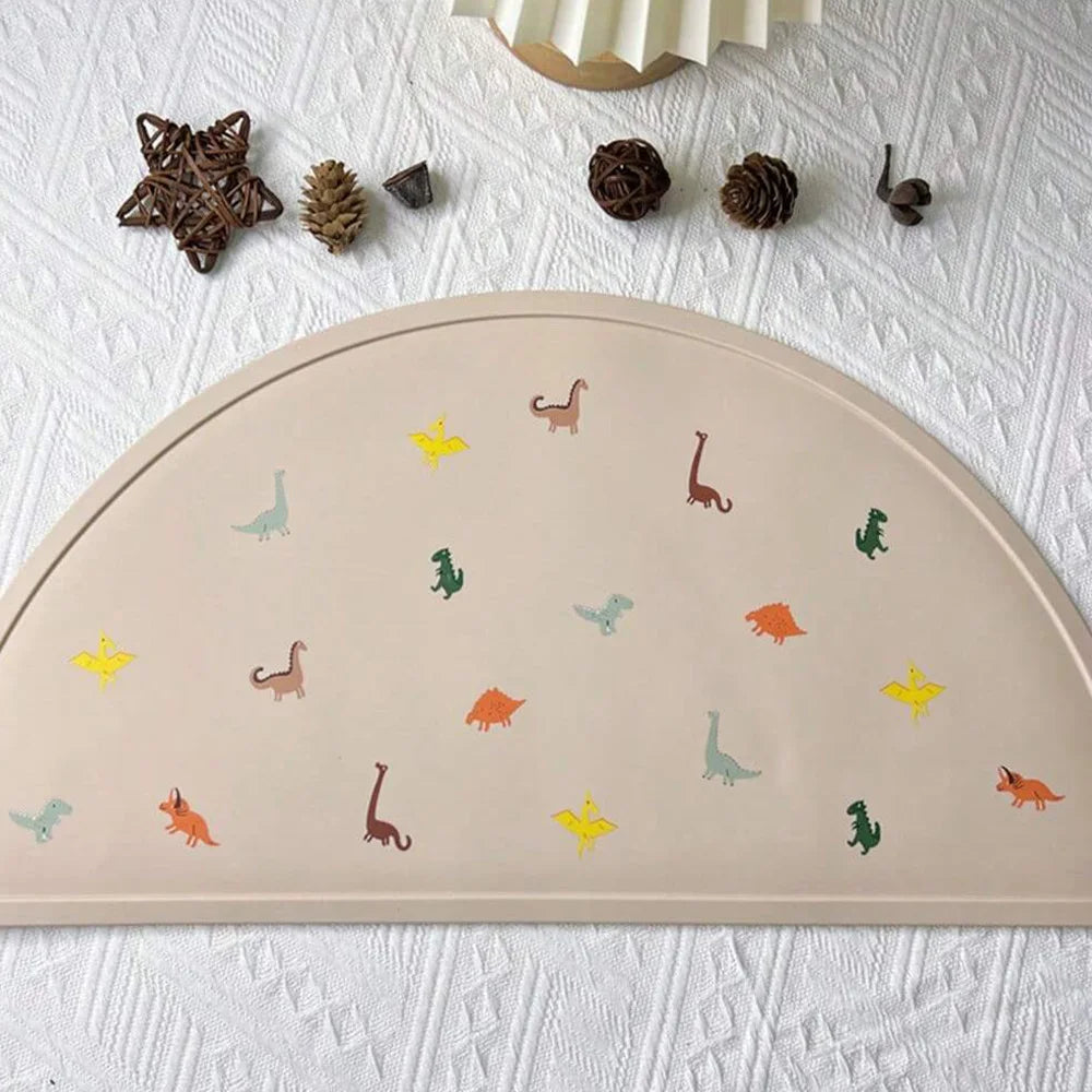 1PCS Silicone Printing Placemat, Baby Cartoon Placemat, Non-slip Insulated Kitchen Table Mat, Easy To Clean and Foldable