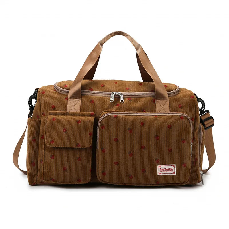 Cute Strawberry Corduroy Diaper Bag