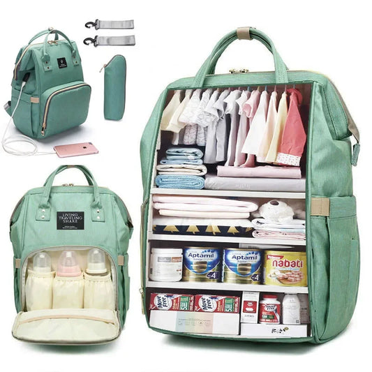 Mummy Diaper Backpack – Large Capacity, USB, Waterproof